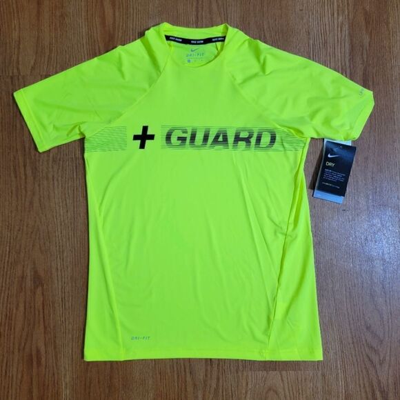 Nike Swim Life Guard Saver Yellow Rash Top Yellow - Picture 1 of 6